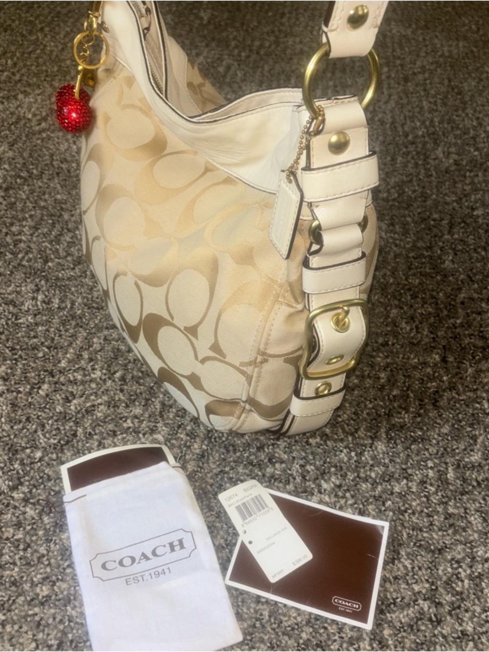 Coach Zoe large Signature Canvas Hobo Bag in Khaki/Chalk - Picture 3 of 7